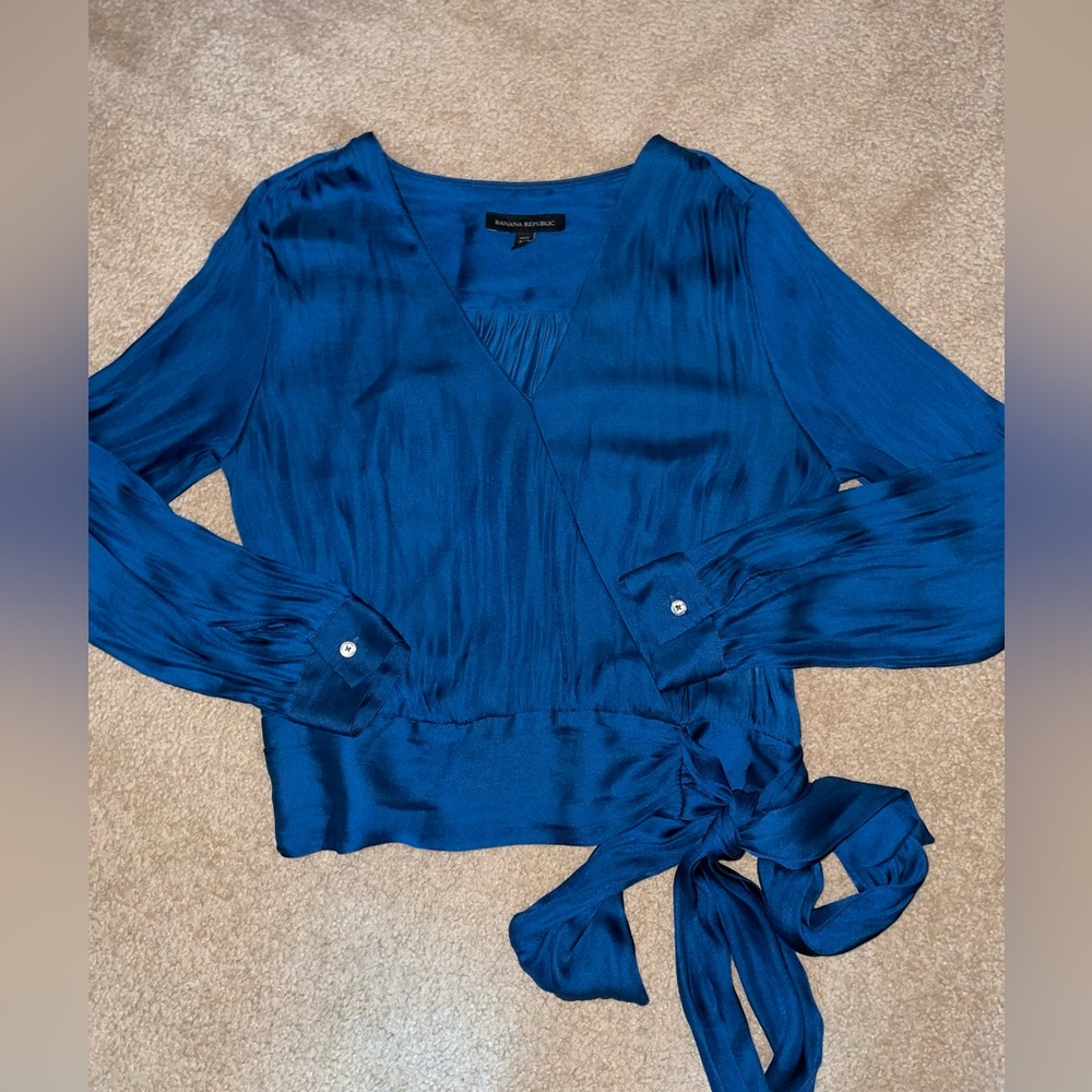 Banana Republic Cerulean Blue Satin Blouse